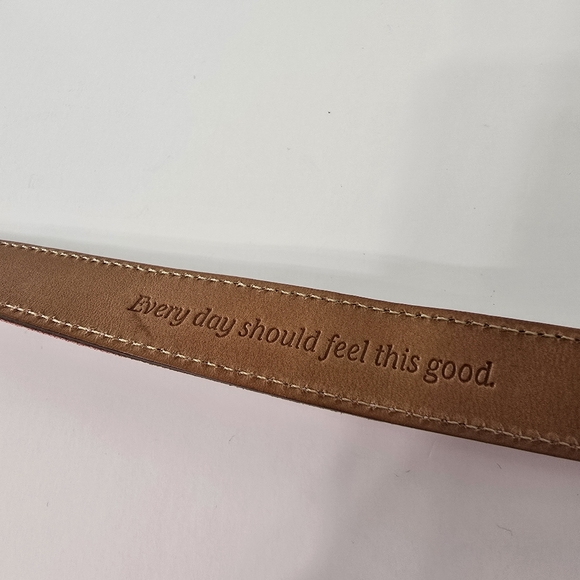 Vineyard Vines Whale Belt Leather Print Aquatic Ocean Leather Webbed Web Size S - Picture 8 of 10